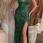 Vestido de noche formal largo sin tirantes, adornado con cuentas, Ladivine CD0227