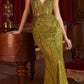 Vestido de noche largo Ladivine CD0232 totalmente adornado con pedrería