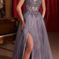 Ladivine CD0234 Long Lace and Tulle A-Line Ball Gown