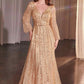 Ladivine CD0240 Dress Long Sleeve A-Line Beaded Gown