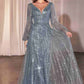 Ladivine CD0240 Dress Long Sleeve A-Line Beaded Gown