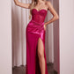 Ladivine CD2408 Dress Strapless Fitted Satin & Hot Stone Dress
