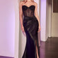Ladivine CD2408 Dress Strapless Fitted Satin & Hot Stone Dress
