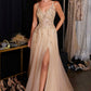 Ladivine CD2412 Vestido mágico de tul con purpurina y apliques florales, corte A