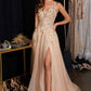 Ladivine CD2412 Vestido mágico de tul con purpurina y apliques florales, corte A
