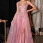 Ladivine CD2412 Vestido mágico de tul con purpurina y apliques florales, corte A