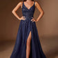 Ladivine CD2412 Vestido mágico de tul con purpurina y apliques florales, corte A