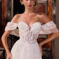 Vestido de gala de tul con corsé y hombros descubiertos, con apliques florales, Ladivine CD2426W