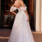 Vestido de gala de tul con corsé y hombros descubiertos, con apliques florales, Ladivine CD2426W