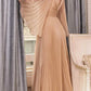 Cinderella Divine CD242 Pleated Chiffon Long Sleeve Gown