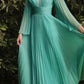 Cinderella Divine CD242 Pleated Chiffon Long Sleeve Gown