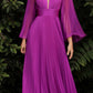 Cinderella Divine CD242 Pleated Chiffon Long Sleeve Gown