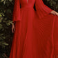 Cinderella Divine CD242 Pleated Chiffon Long Sleeve Gown