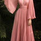 Cinderella Divine CD242 Pleated Chiffon Long Sleeve Gown