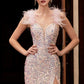 Cinderella Divine CD248 Floor Length Feather Strap Iridescent Sequins Gown