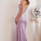 Ladivine CD259 Long Sequin Fitted Gown with Cut Outs and Slit