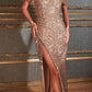 Ladivine CD260 Long Off the Shoulder Sequin Gown with Slit