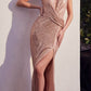 Ladivine CD279 Long Draped Fitted Sequin Formal Gown with Slit
