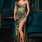 Vestido largo de corsé de satén Ladivine CD295 con corpiño embellecido con motivo de margarita