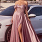 Ladivine CD297 Dress Strapless Beaded Satin A-Line Prom Gown