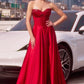 Ladivine CD297 Dress Strapless Beaded Satin A-Line Prom Gown