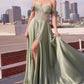 Ladivine CD297 Dress Strapless Beaded Satin A-Line Prom Gown