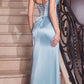 Ladivine CD306 Long Embellished Fitted Satin Corset Dress