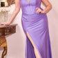 Ladivine CD307 Long Fitted Glittered Gown with Crystal Details and Slit