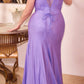 Ladivine CD307 Long Fitted Glittered Gown with Crystal Details and Slit