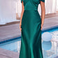 Ladivine CD325 Floor length Off the Shoulder A-Line Satin Dress