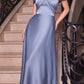 Ladivine CD325 Floor length Off the Shoulder A-Line Satin Dress