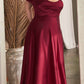 Ladivine CD325 Floor length Off the Shoulder A-Line Satin Dress