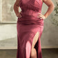 Ladivine CD326 Long Strapless Soft Satin Dress Boned Bodice