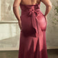 Ladivine CD326 Long Strapless Soft Satin Dress Boned Bodice