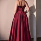 Vestido de fiesta Ladivine CD337C largo de raso con abertura, estilo bustier y corte en A
