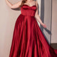 Vestido de fiesta Ladivine CD337C largo de raso con abertura, estilo bustier y corte en A