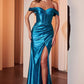 Ladivine CD370 Dress Satin Off The Shoulder Fitted Gown