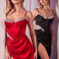Vestido Ladivine CD375 de satén ajustado con aberturas