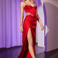 Vestido Ladivine CD375 de satén ajustado con aberturas