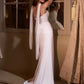 Vestido de novia de chifón ajustado Ladivine CD383W sin tirantes con escote pronunciado
