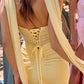 Ladivine CD383 Strapless Chiffon Fitted Draped Dress