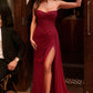 Vestido de fiesta Ladivine CD384 sin tirantes, drapeado y ajustado