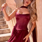 Ladivine CD386 Strapless Curved Neckline Boned Bodice A-line Gown