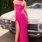 Vestido de noche sin tirantes Ladivine CD388 con escote drapeado