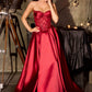 Vestido formal sin tirantes con falda larga de mikado estilo A Ladivine CD389