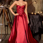 Vestido formal sin tirantes con falda larga de mikado estilo A Ladivine CD389