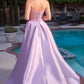 Vestido formal sin tirantes con falda larga de mikado estilo A Ladivine CD389