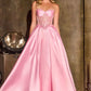 Vestido formal sin tirantes con falda larga de mikado estilo A Ladivine CD389