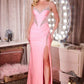 Vestido de noche formal de satén elástico con cuello corazón ajustado Ladivine CD390