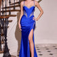 Vestido de noche formal de satén elástico con cuello corazón ajustado Ladivine CD390